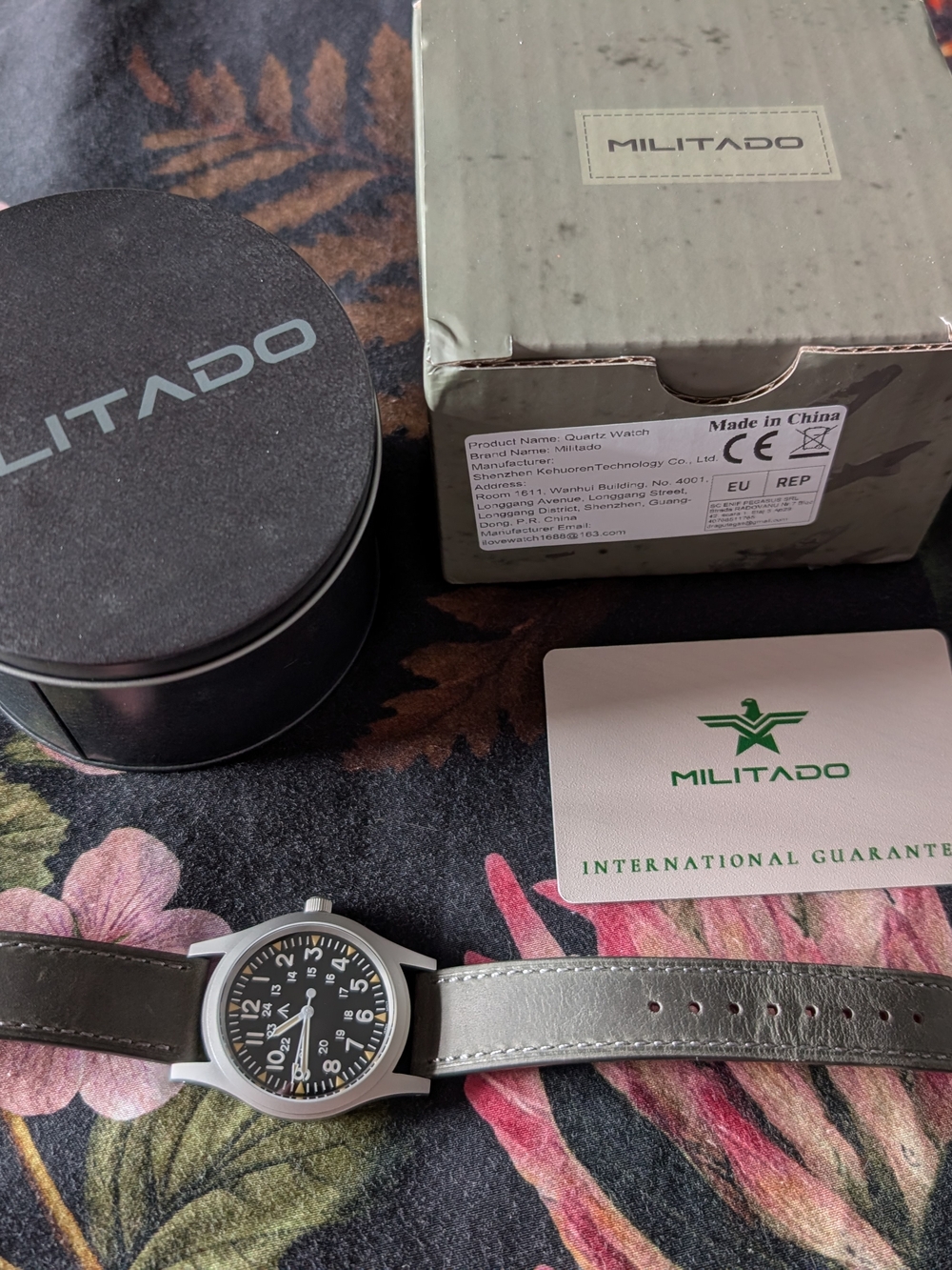 Militado Stainless Field Watch - Black Dial with Gray Strap